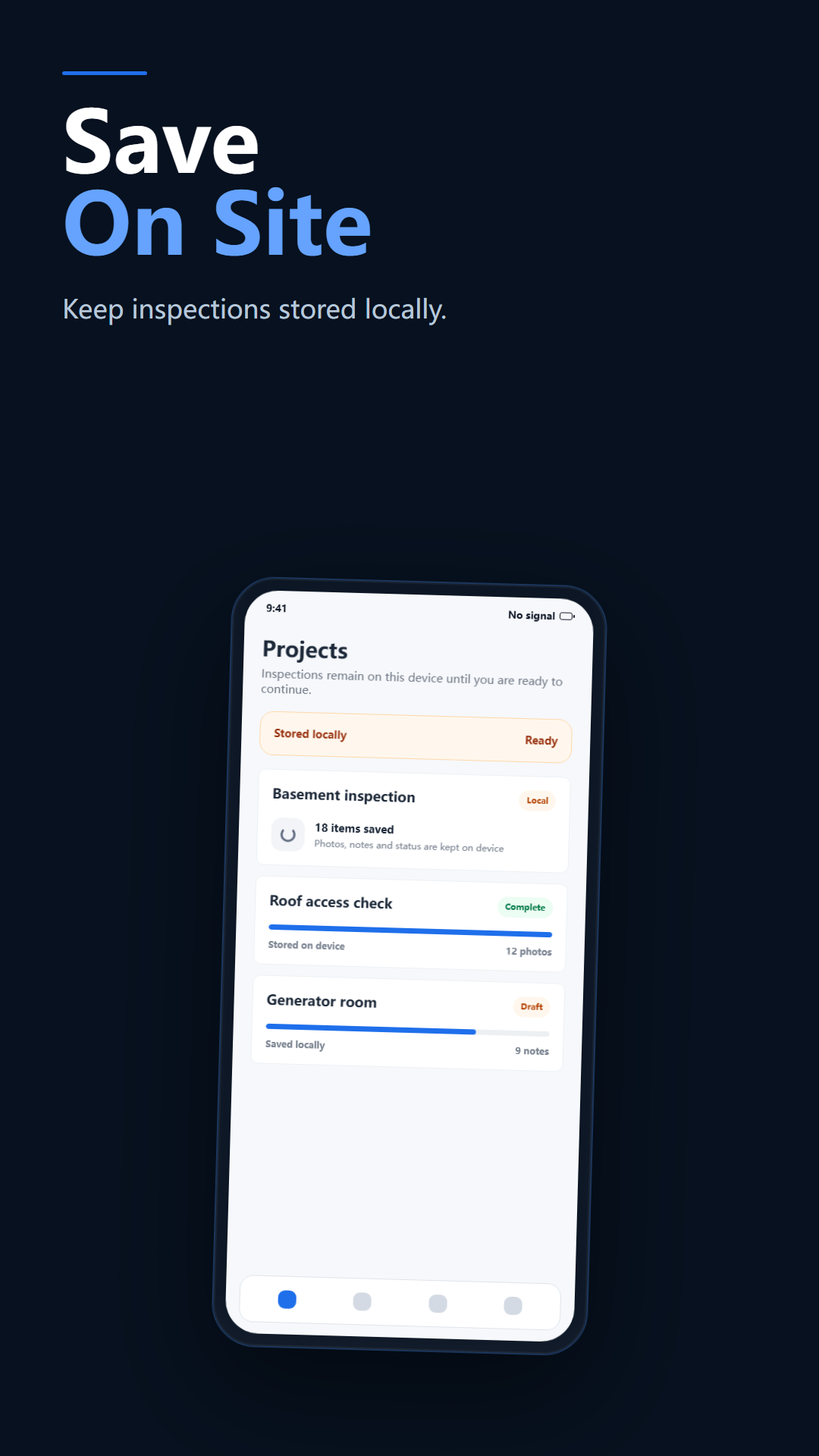 SiteReport app interface screenshot